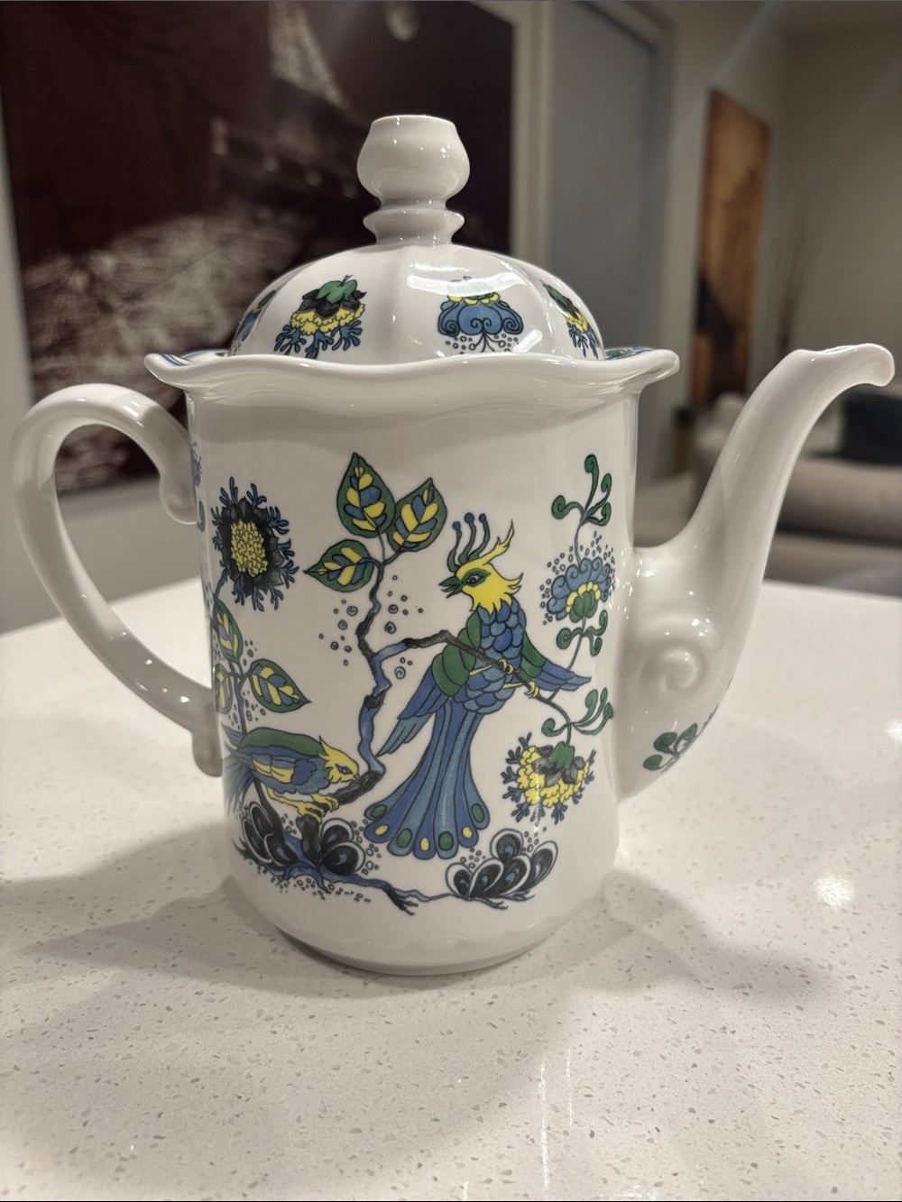 Vintage Goebel OPM Indra Coffee Pot with Lid W. Germany Mid Century Bird